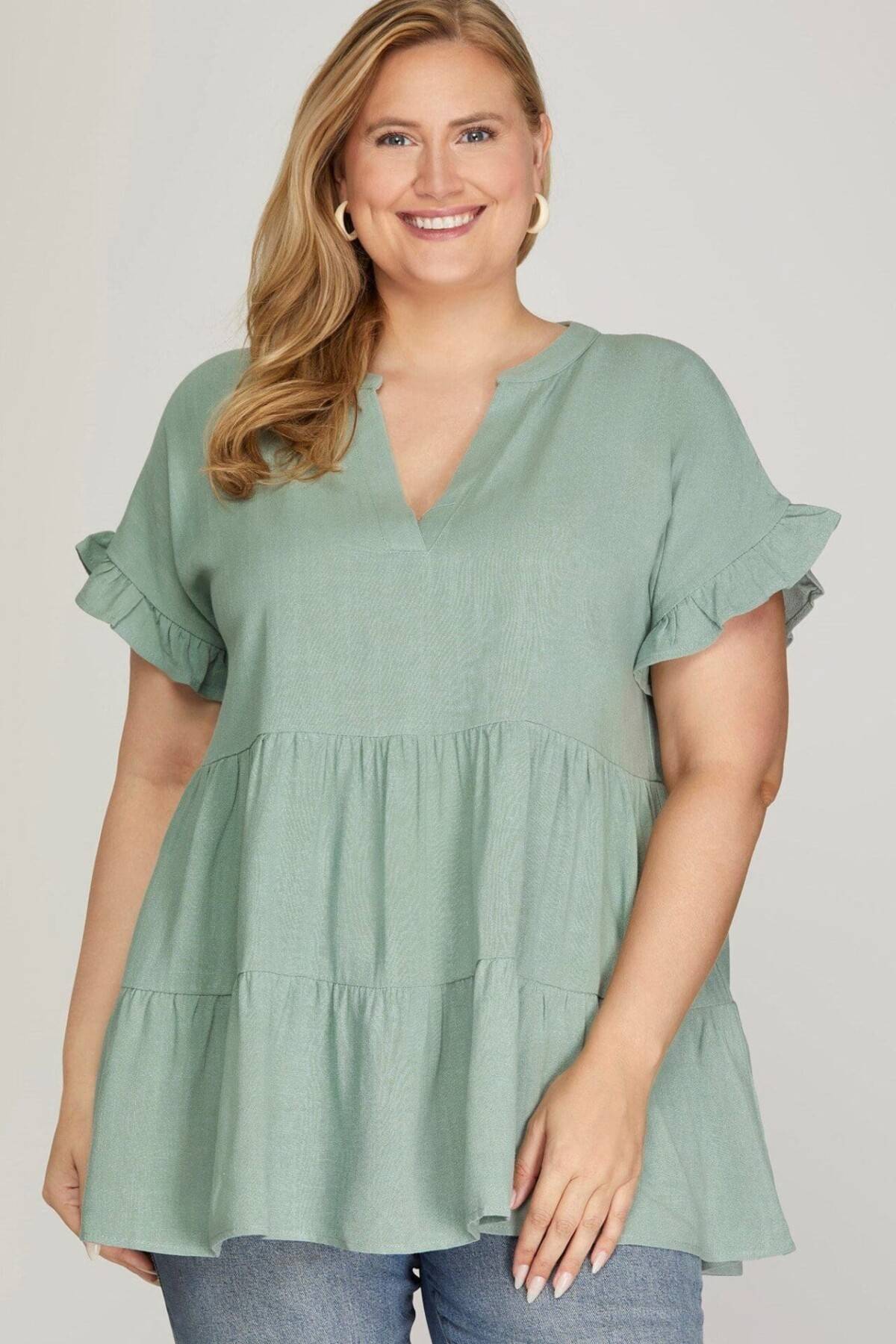 Relaxed Elegance V-Neck Tiered Tunic