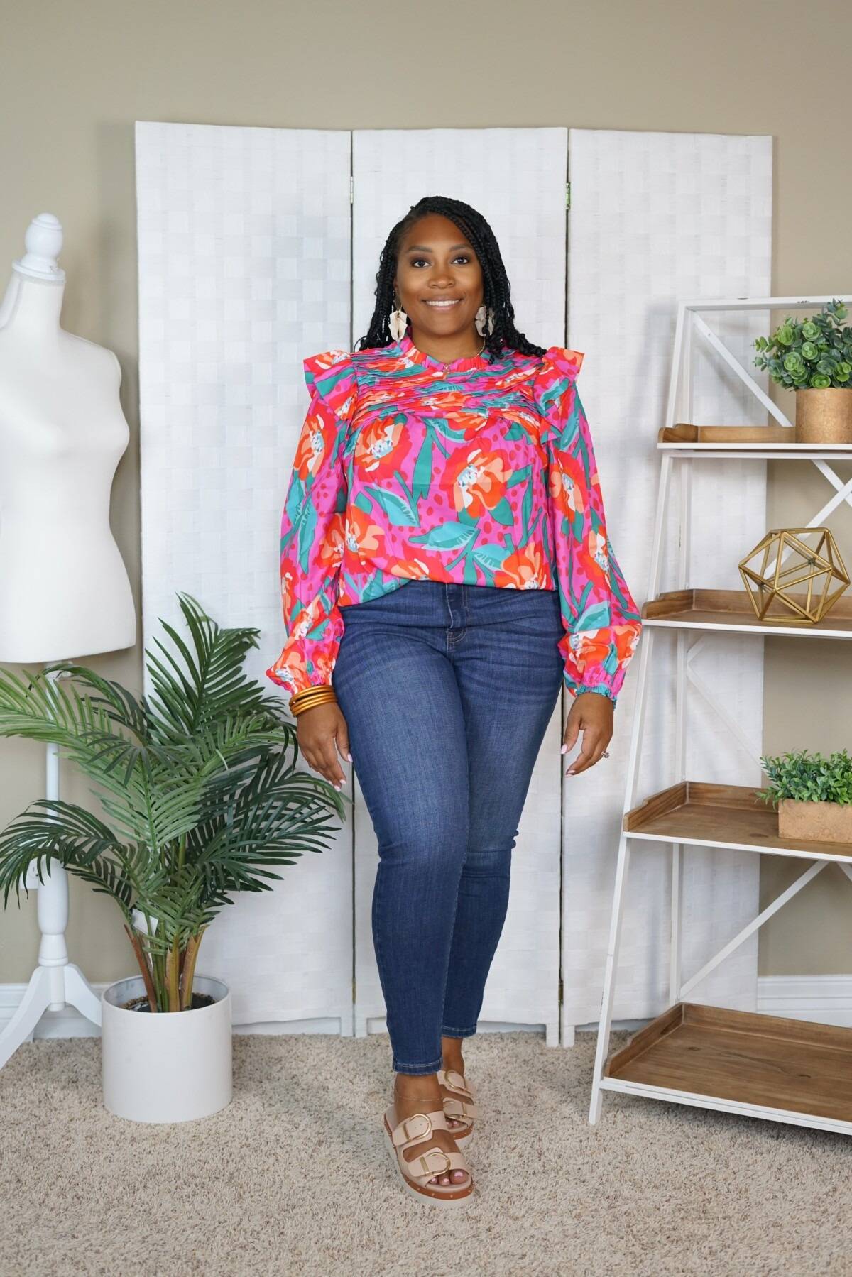 Rose Garden Ruffle Neck Blouse - Image 2