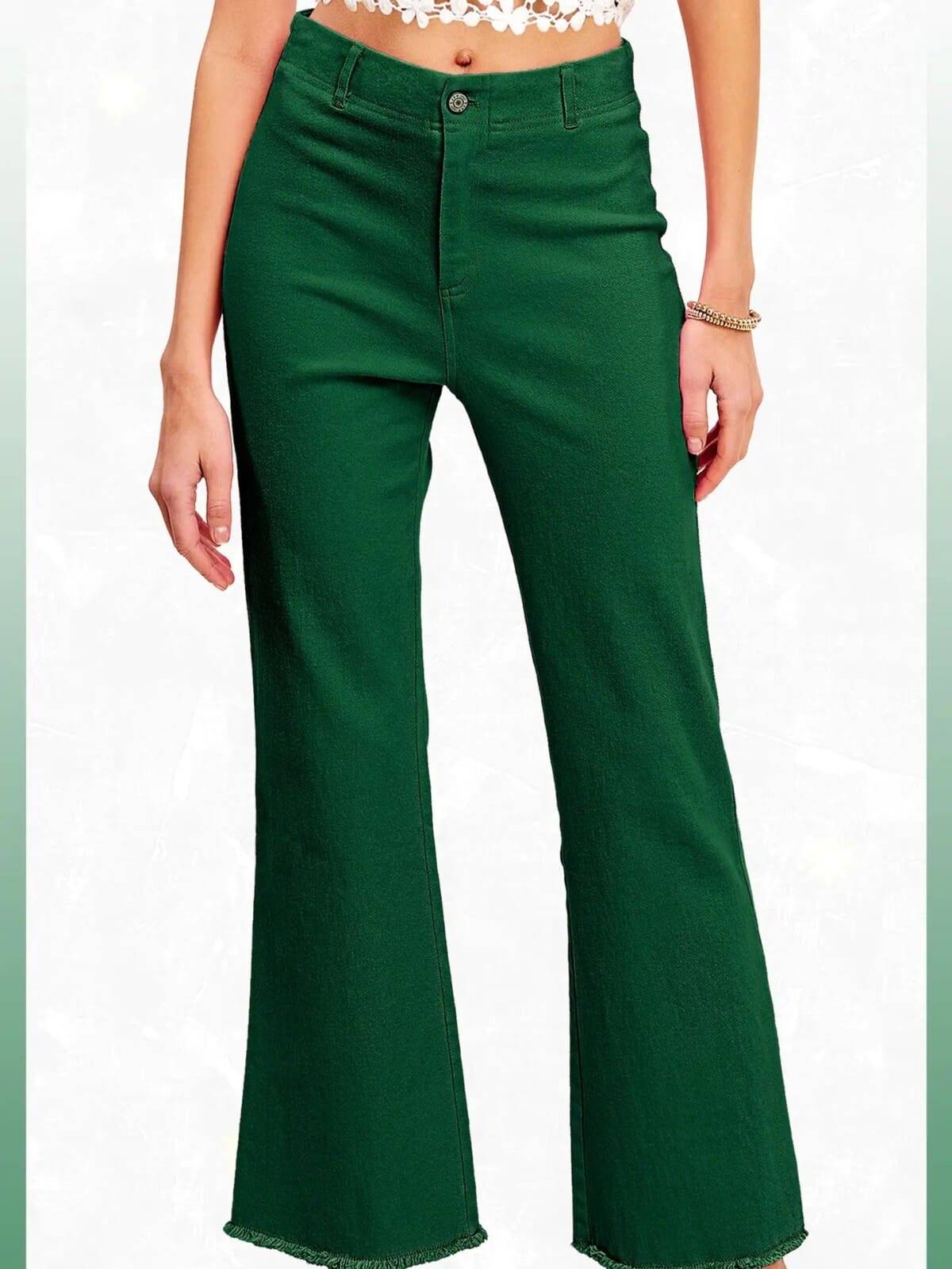 Green Luxe Stretch Flare Pants - Image 2