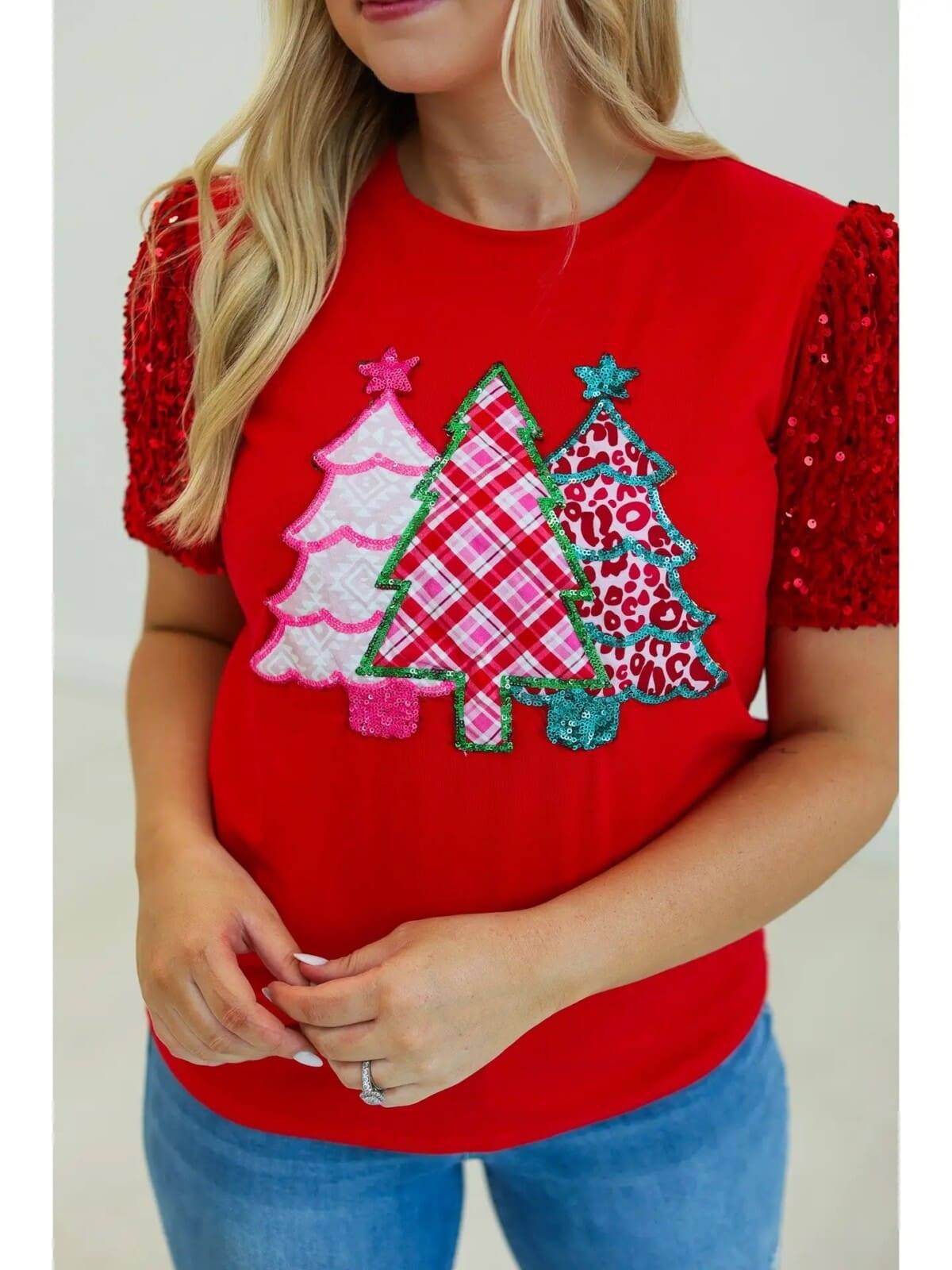 Red Festive Forest Top