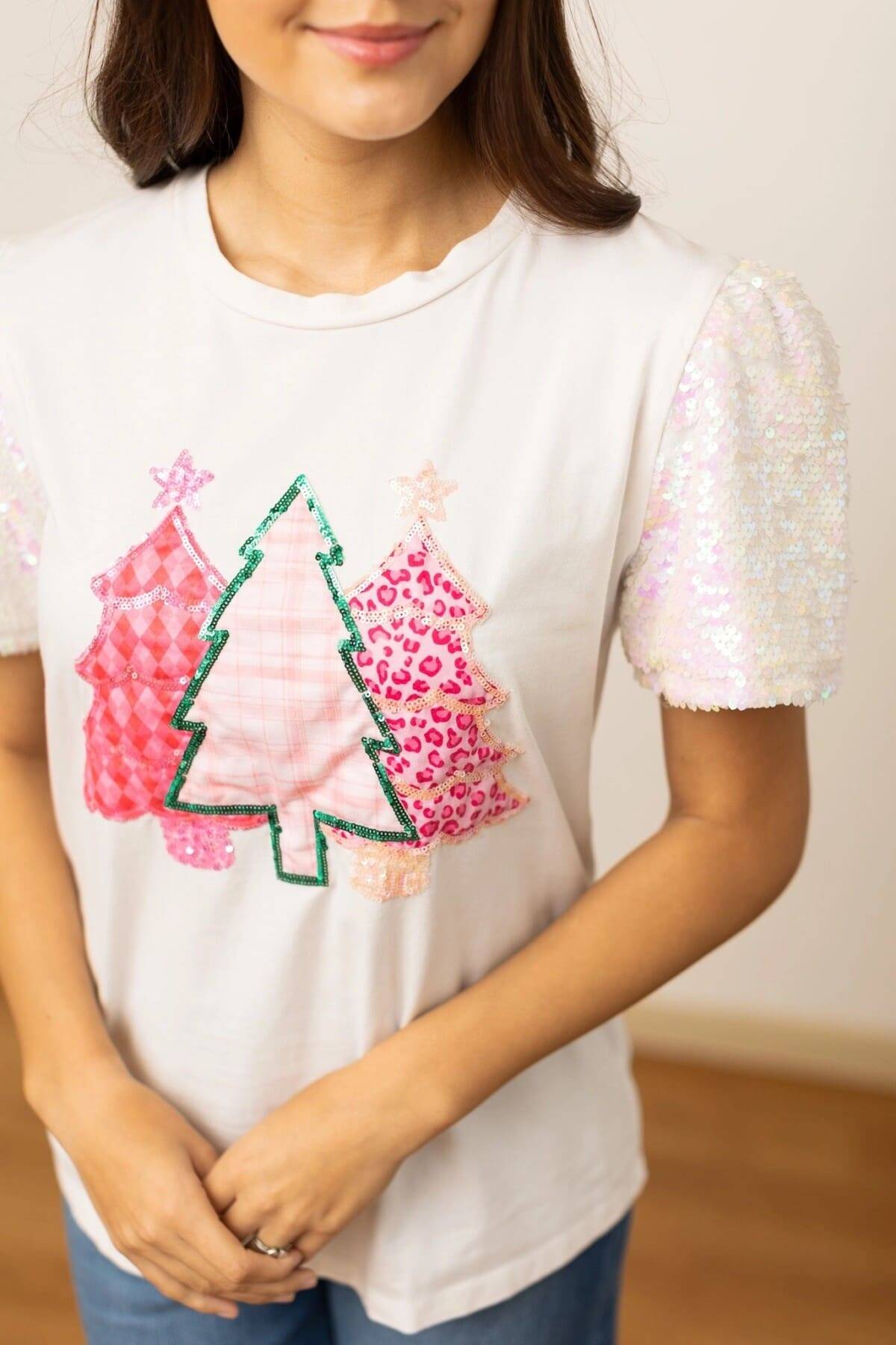 White Festive Forest Top