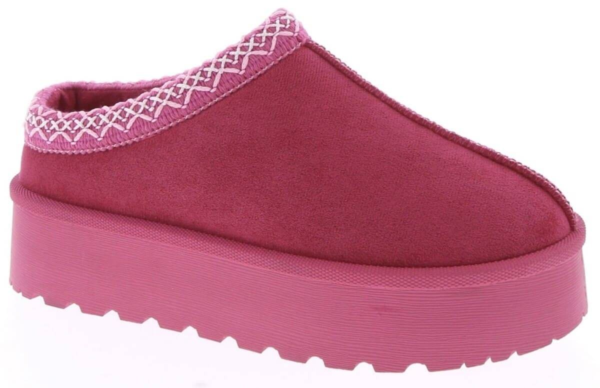 Faux Suede Fur Slippers-Fuschia